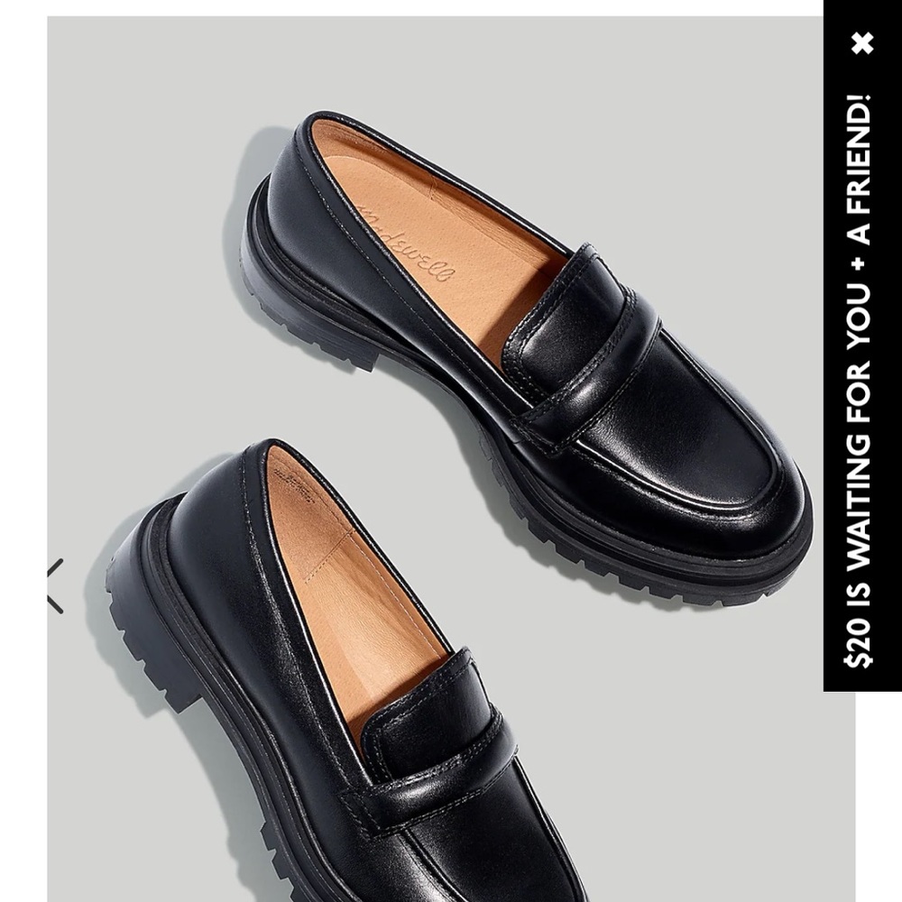 New Madewell black loafers worn once. Just too big